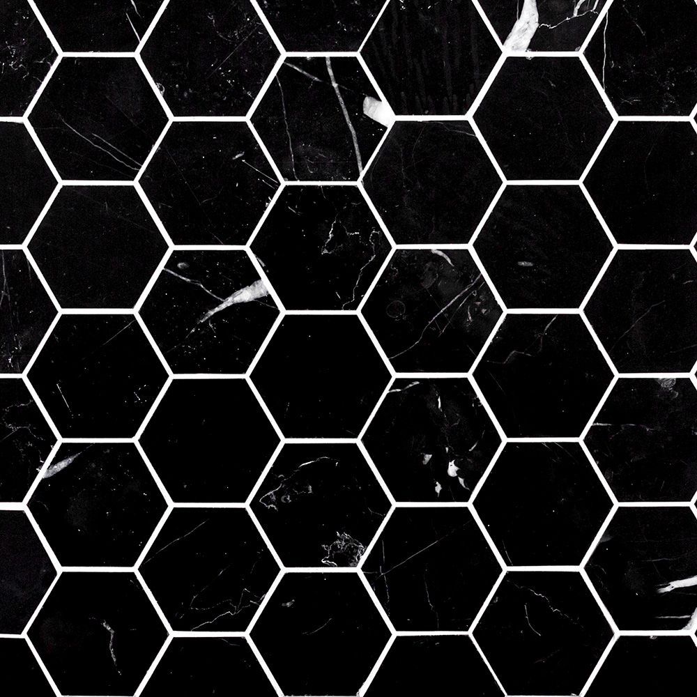 2" Hexagon Mosaic 11.5" x 13.25" Nero Marquina Straight Shot