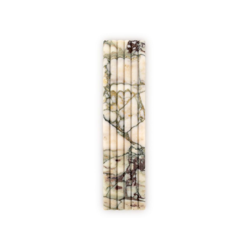 Fluted Field Tile 6" x 24" 6" x 24" Calacatta Verde Straight Shot