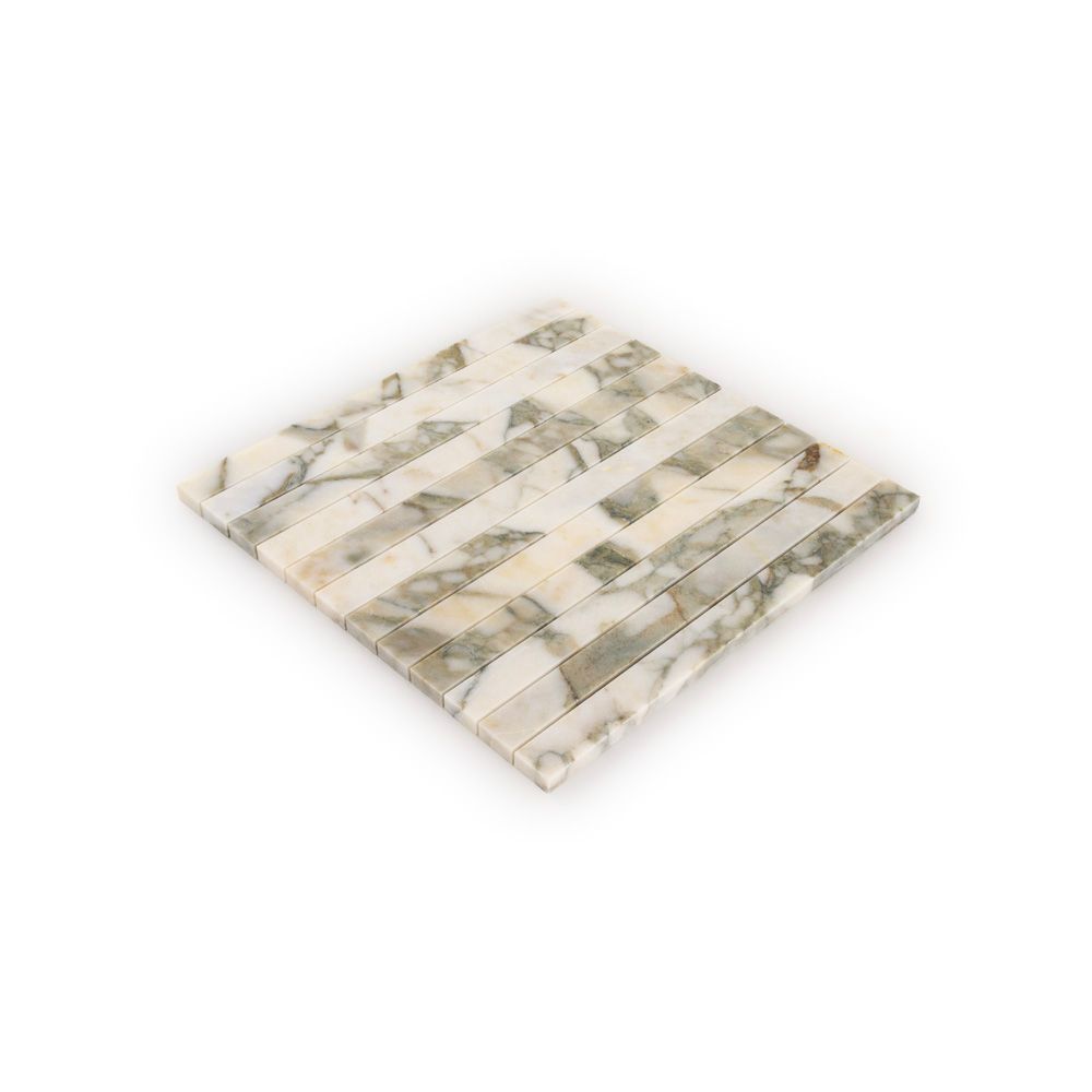 Proper Pillar Mosaic 11.75" x 11.75" Calacatta Verde Straight Shot