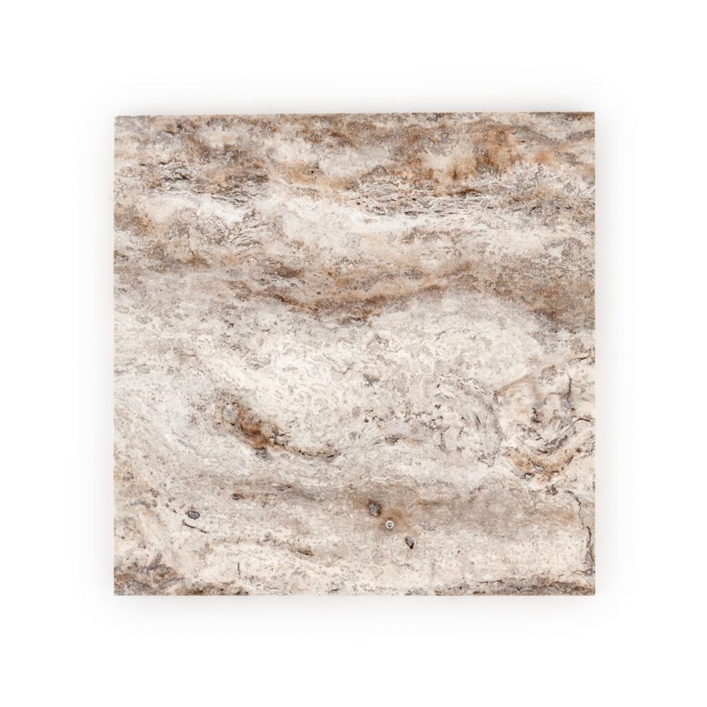 Field Tile 12" x 12" 12" x 12" Silver Travertine Straight Shot