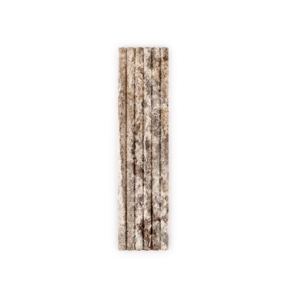 Fluted Field Tile 6" x 24" 6" x 24" Silver Travertine Straight Shot