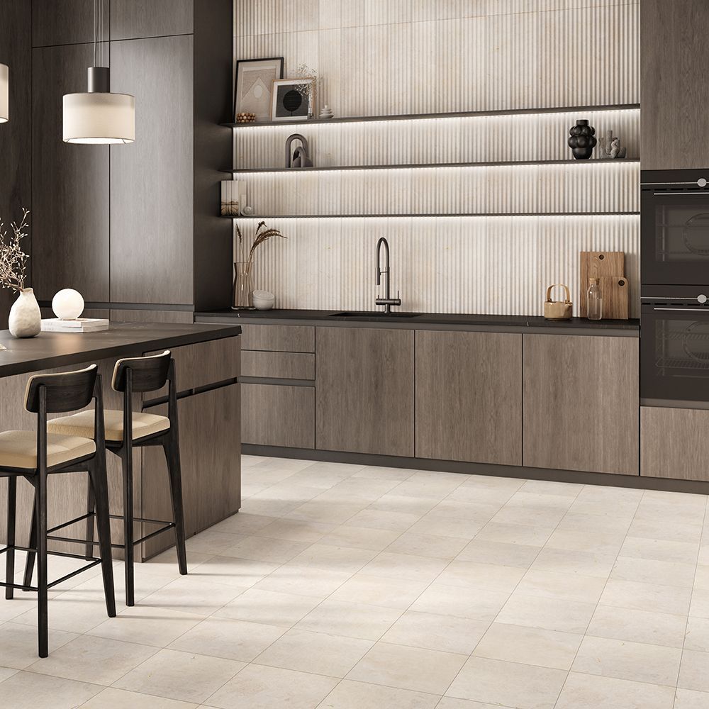 Fluted Field Tile 6" x 24" 6" x 24" Vanilla Straight Shot