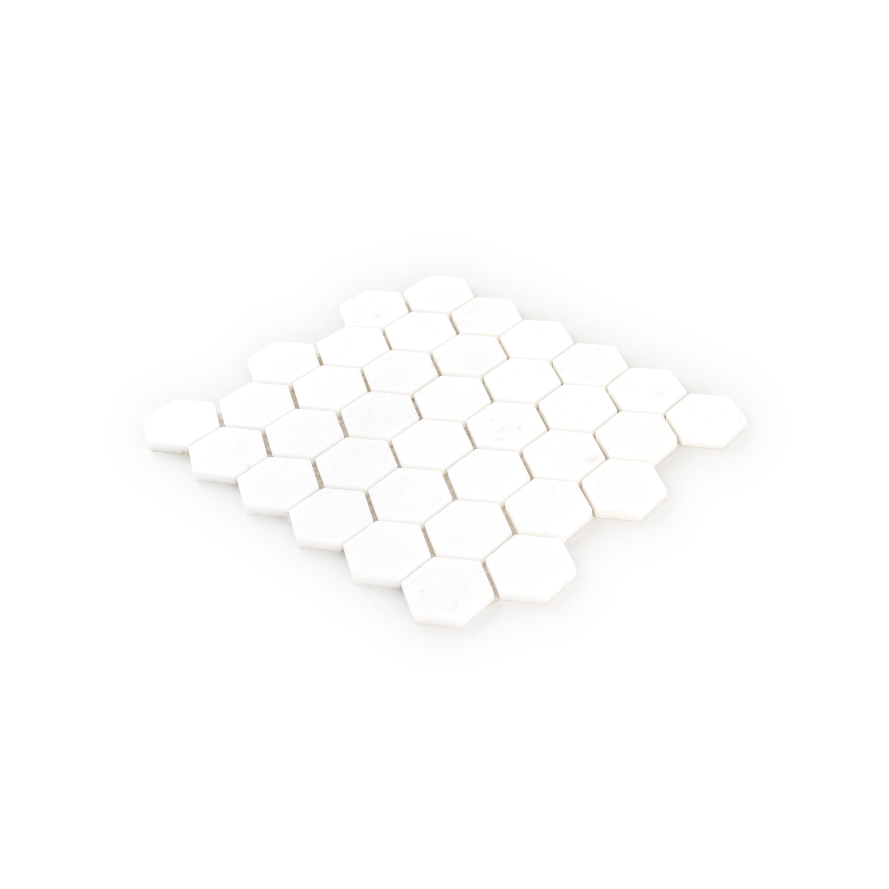 2" Hexagon Mosaic 9.375" x 10.75" Thassos Straight Shot