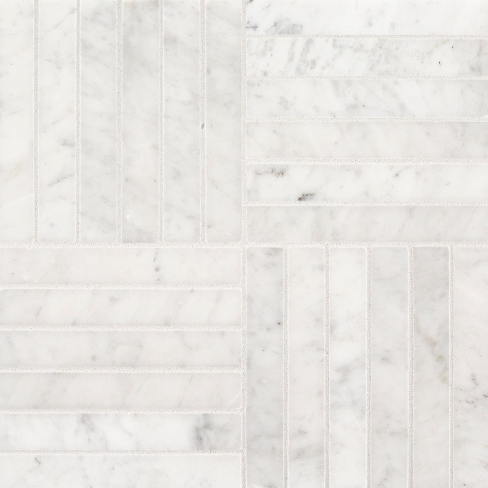 Royal Bloom Mosaic 11.875" x 11.875" White Straight Shot