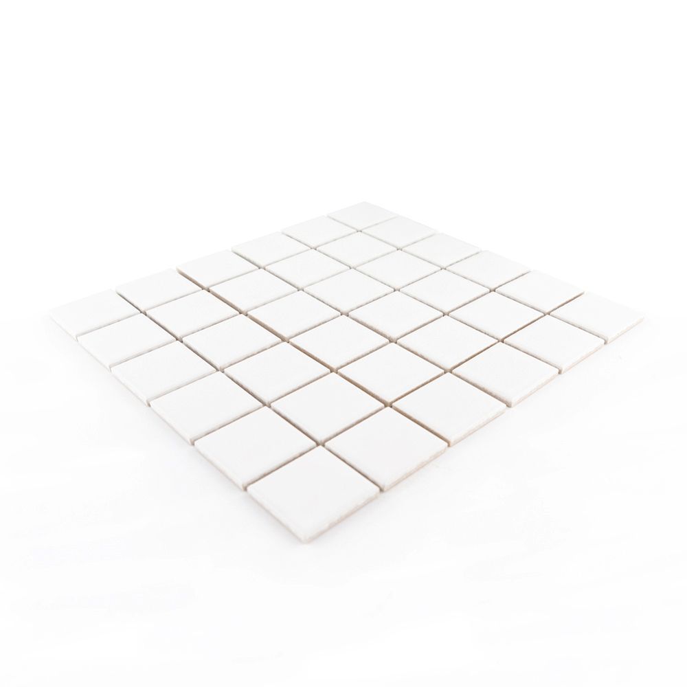 2" Square Mosaic 11.875" x 11.875" White Straight Shot