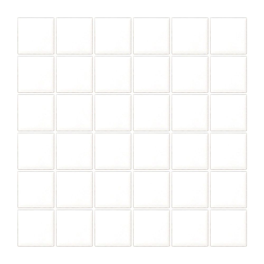 2" Square Mosaic 11.875" x 11.875" White Straight Shot