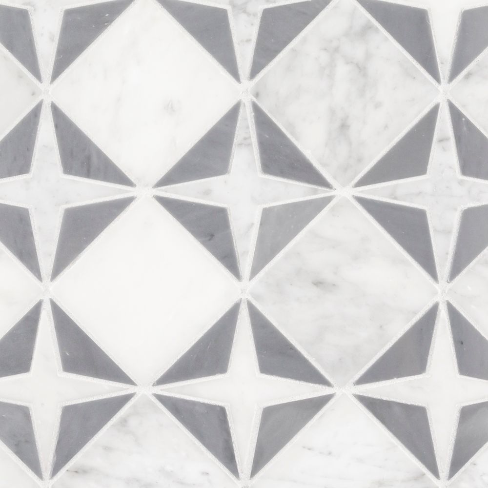 Starlet Mosaic 9" x 9" White Straight Shot