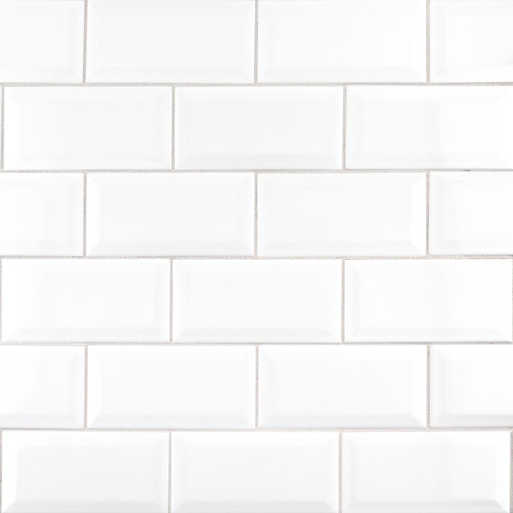 Beveled Field Tile 3" x 6" 3" x 6" White Straight Shot