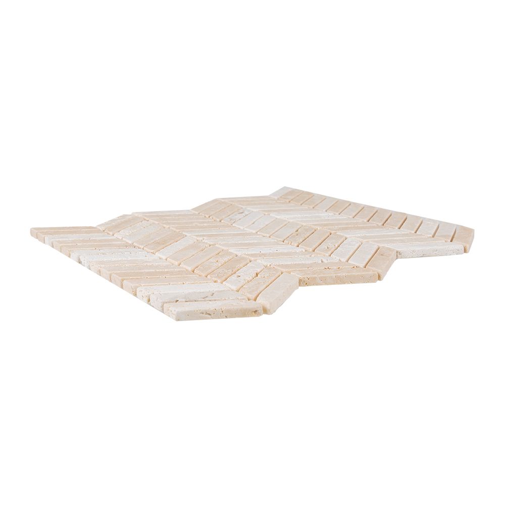 Chevron Mosaic 11.875" x 14.375" Beige Straight Shot