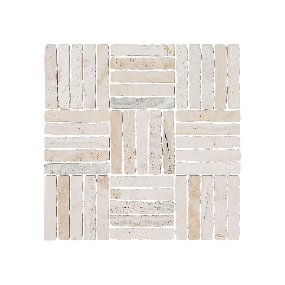 Parquet Mosaic 12" x 12" Beige Straight Shot