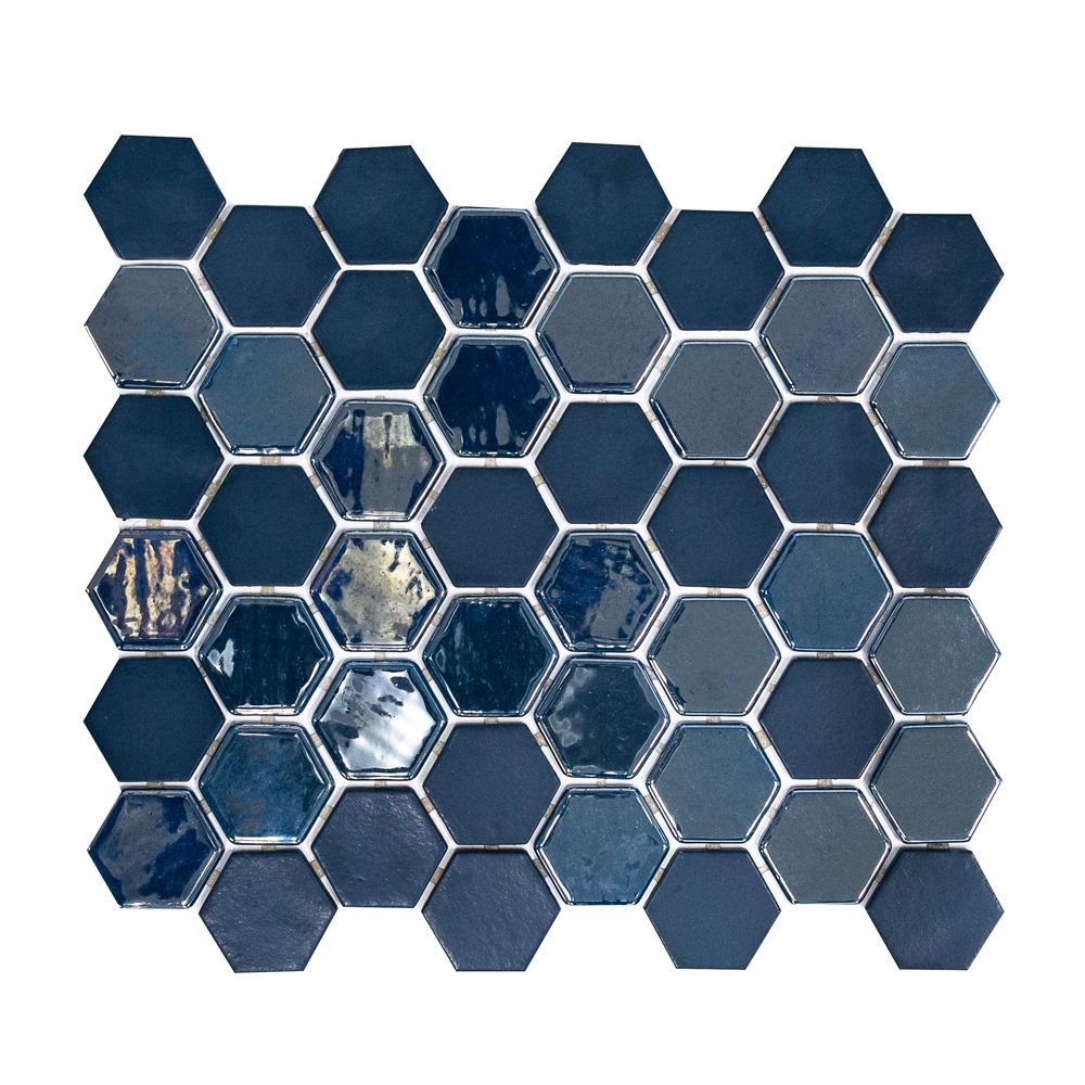 Brill Hexagon Mosaic 10.75" x 12.5" Azure Straight Shot