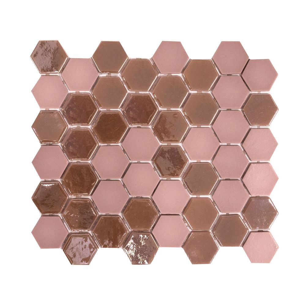 Brill Hexagon Mosaic 10.75" x 12.5" Rose Straight Shot