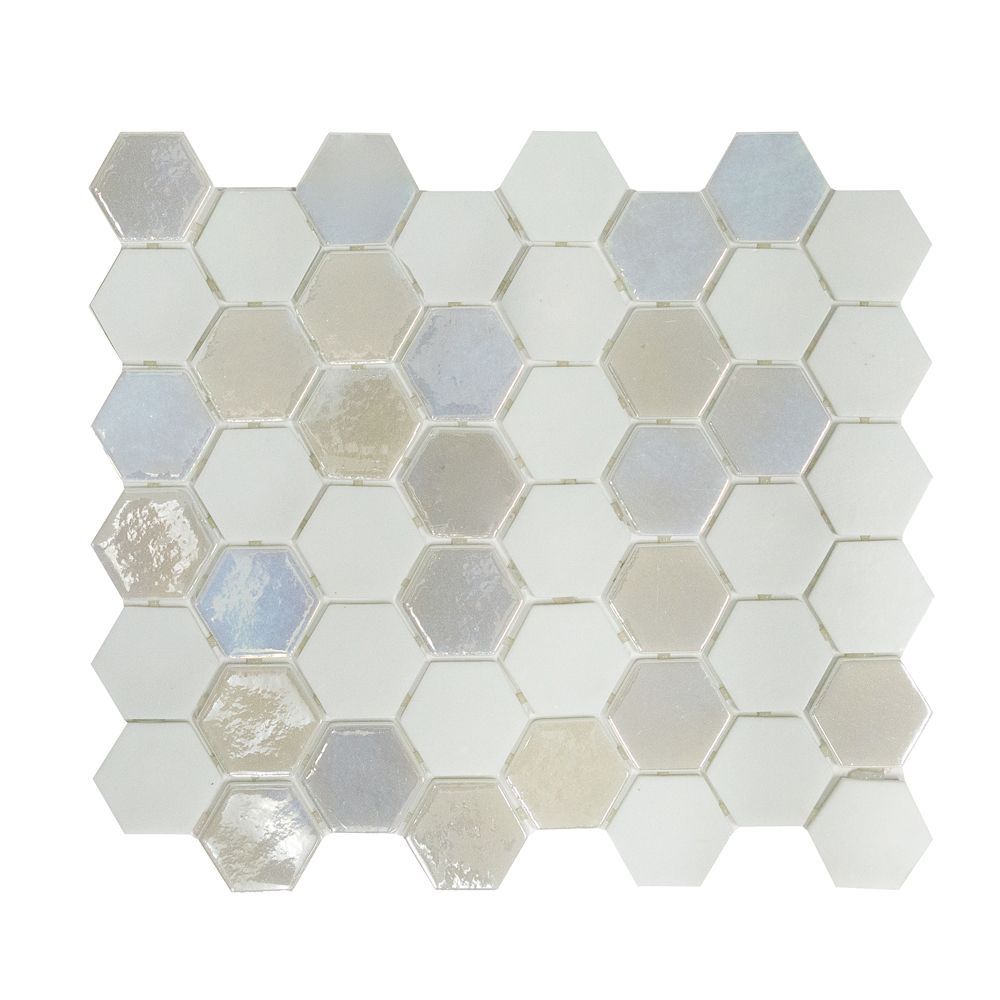 Brill Hexagon Mosaic 10.75" x 12.5" Pearl Straight Shot