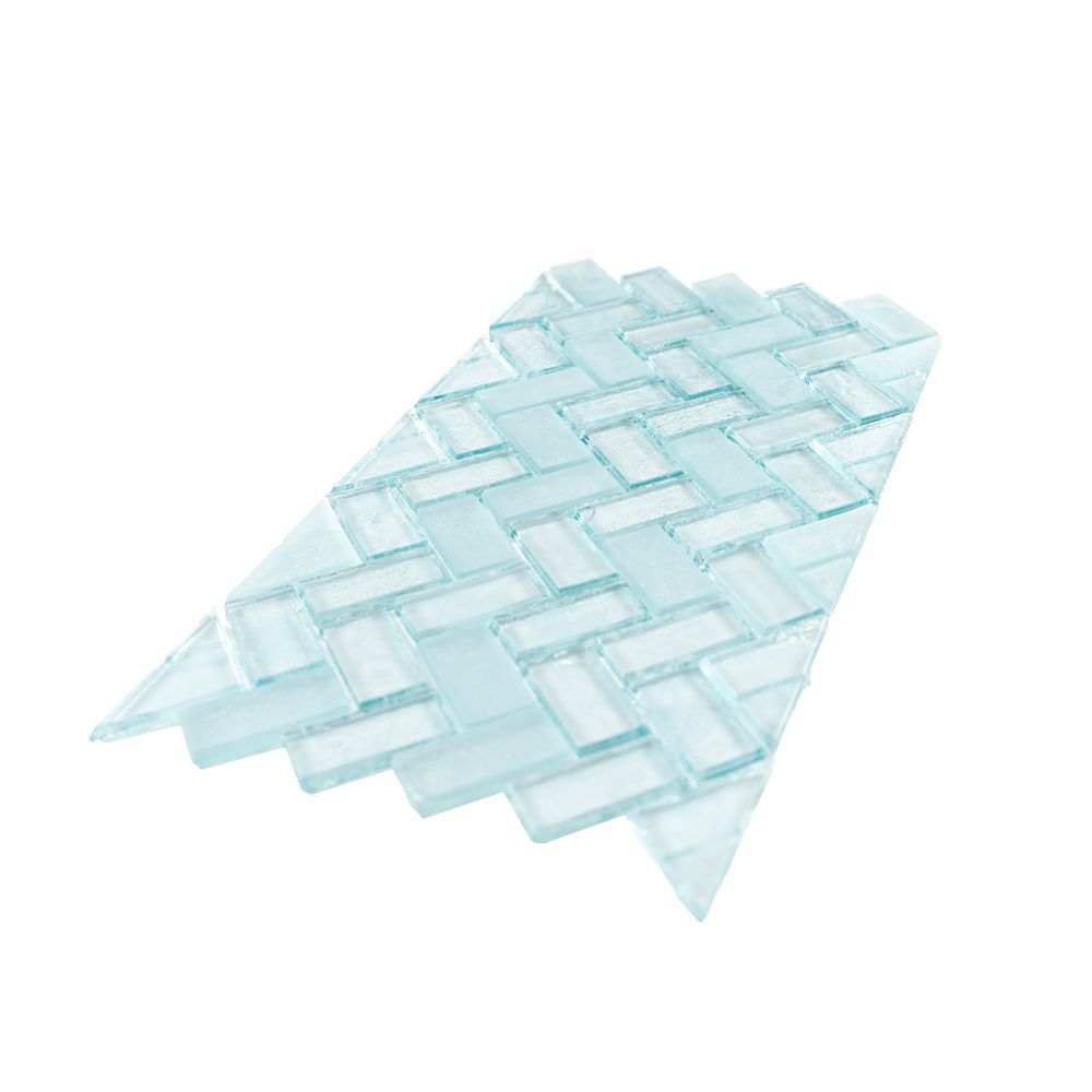 5/8" Herringbone Border Mosaic 5.875" x 10.625" Mo'orea Straight Shot