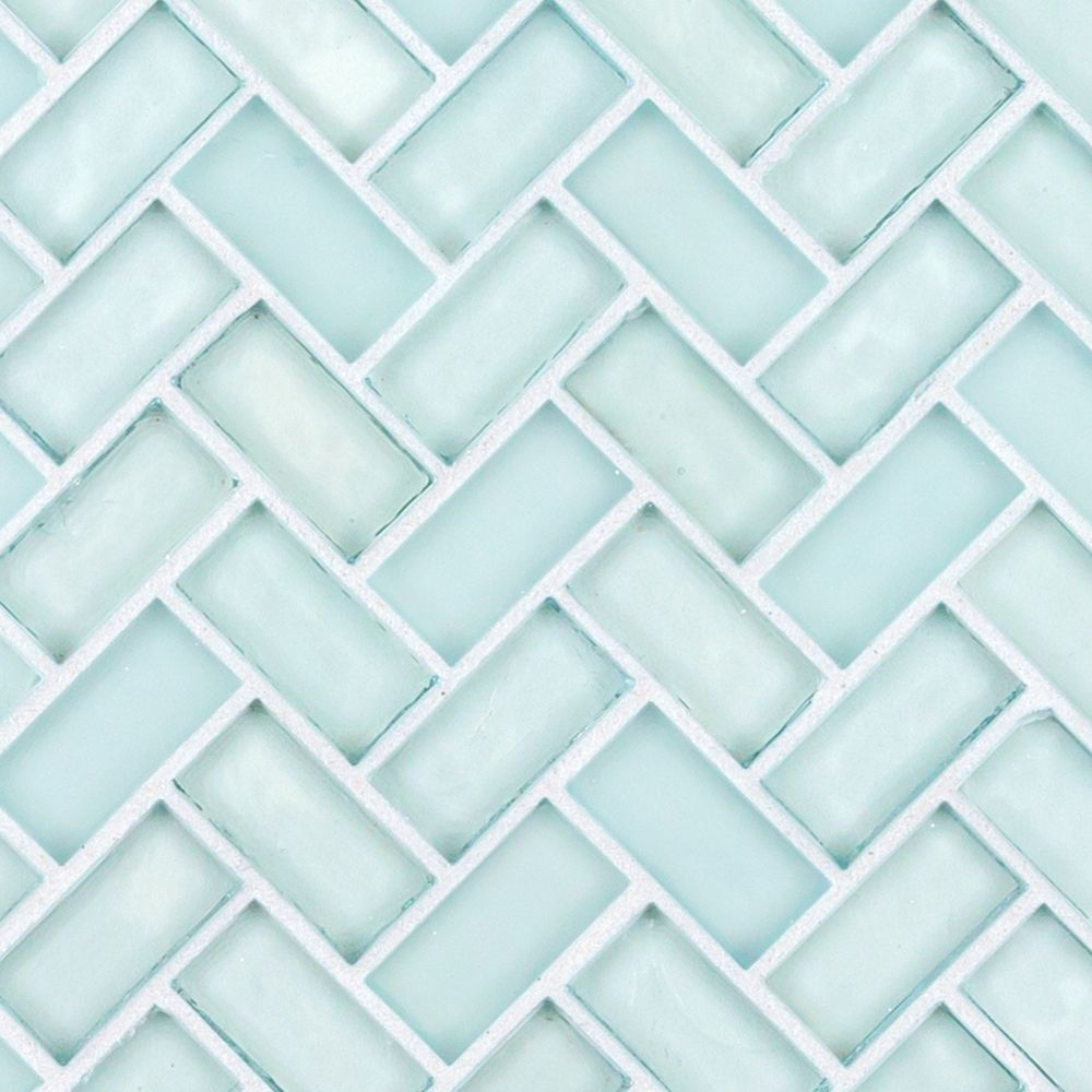 5/8" Herringbone Border Mosaic 5.875" x 10.625" Mo'orea Straight Shot