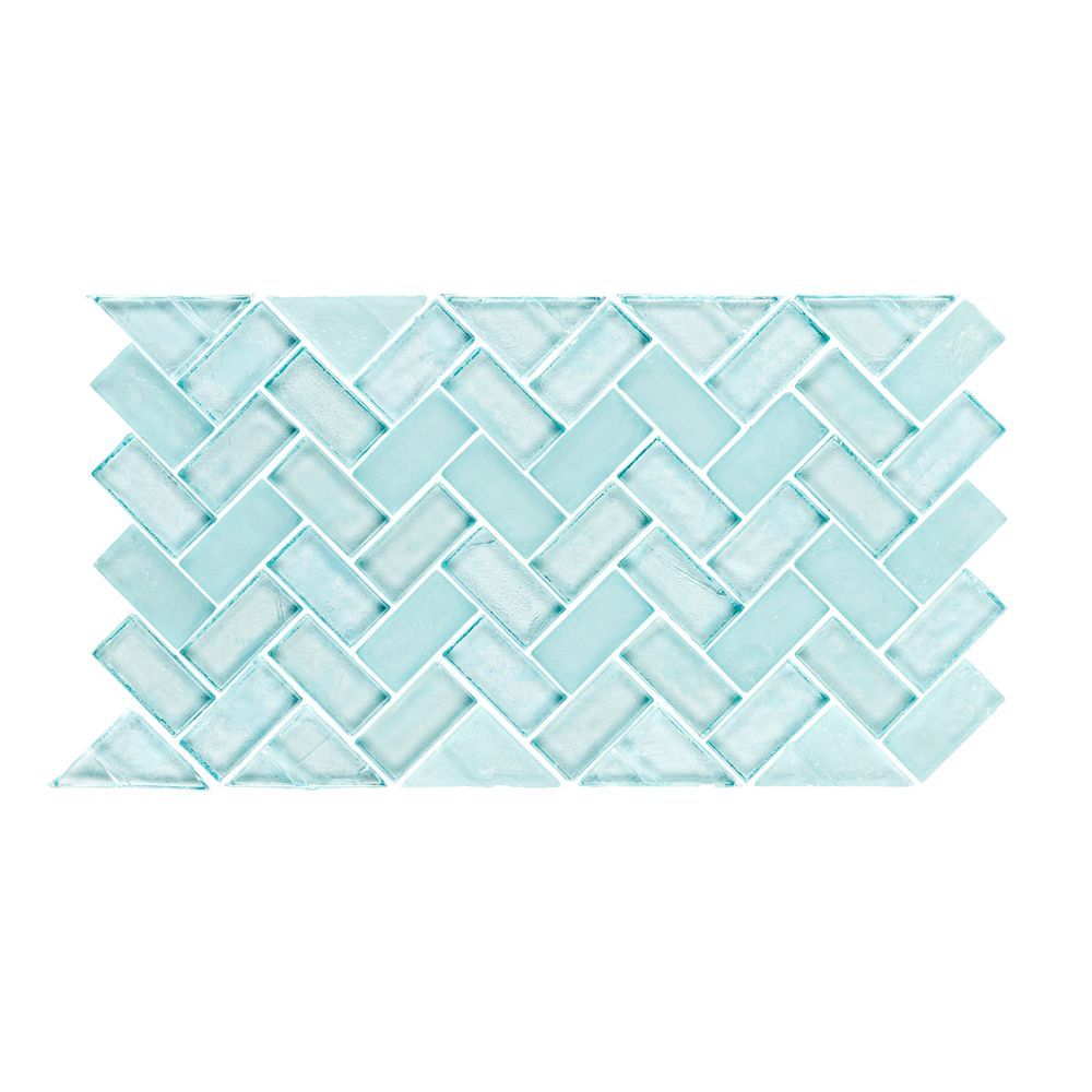 5/8" Herringbone Border Mosaic 5.875" x 10.625" Mo'orea Straight Shot