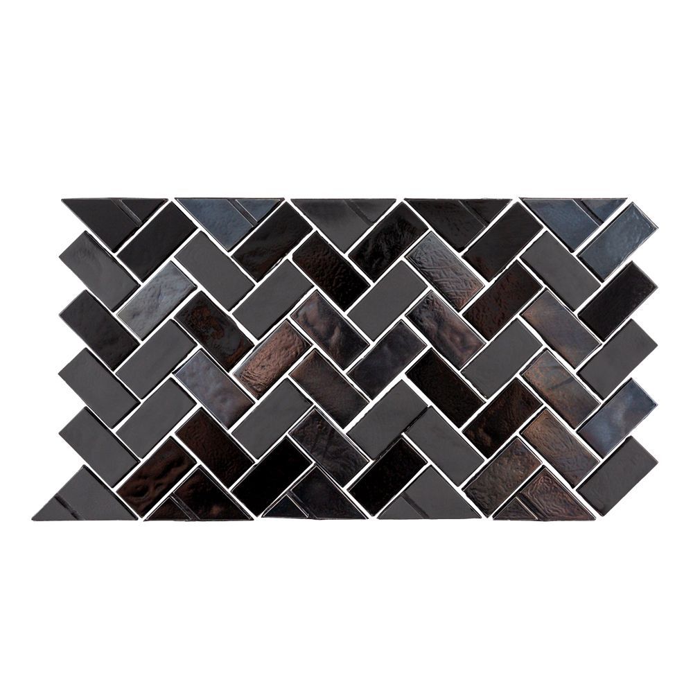 5/8" Herringbone Border Mosaic 5.875" x 10.625" Waimea Straight Shot