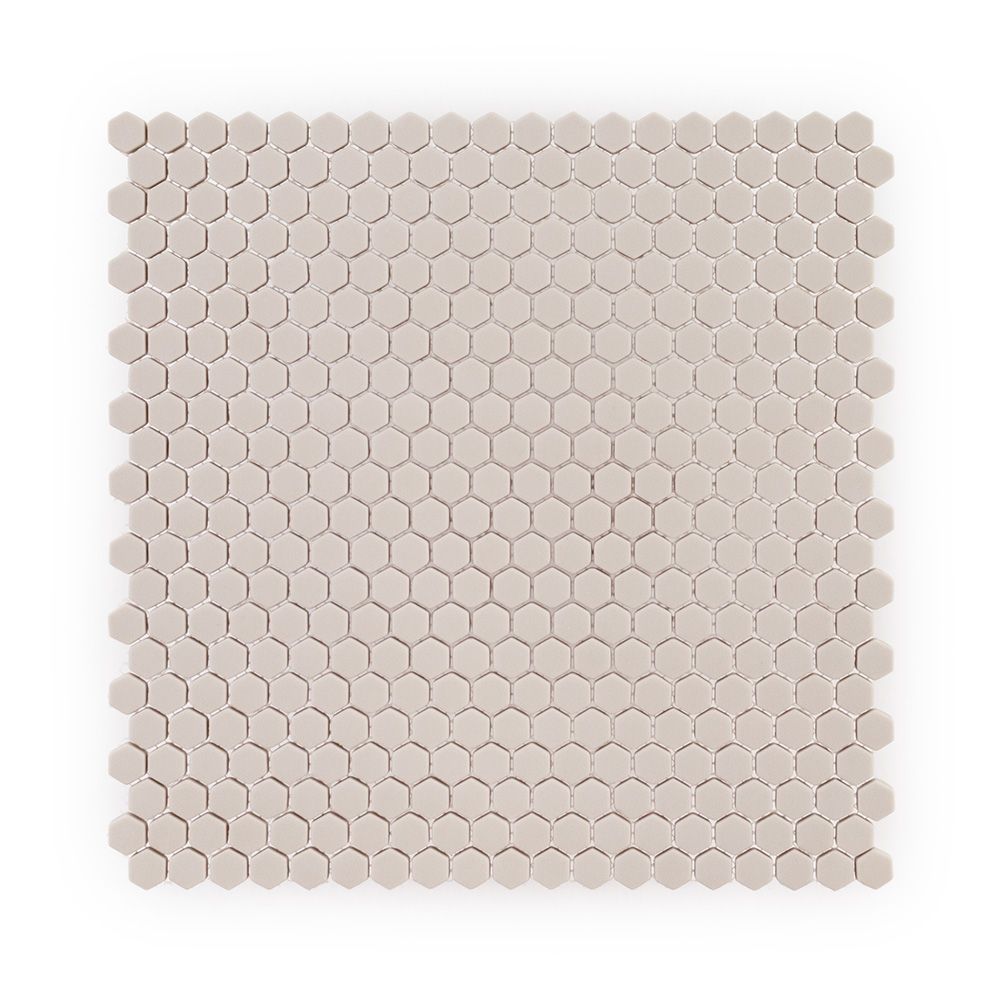 5/8 Hexagon Mosaic 12" x 12" Beige Straight Shot