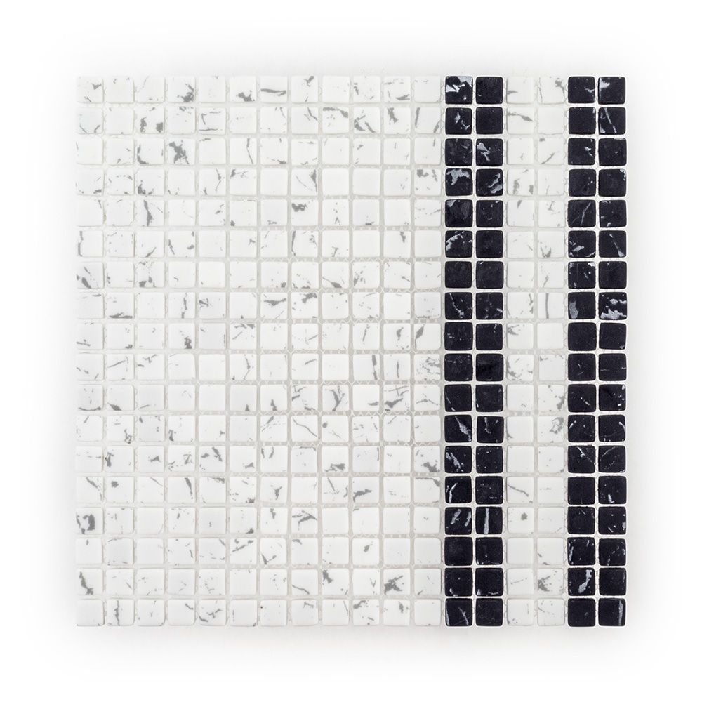 Byline Mosaic 11.5" x 11.5" Marbled White/Black Straight Shot