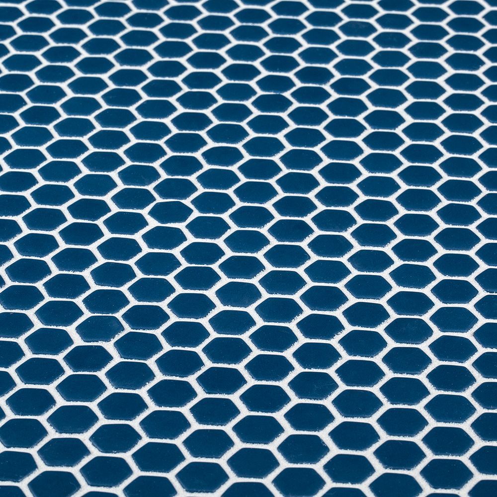 5/8" Hexagon Mosaic 12" x 12" Navy Straight Shot