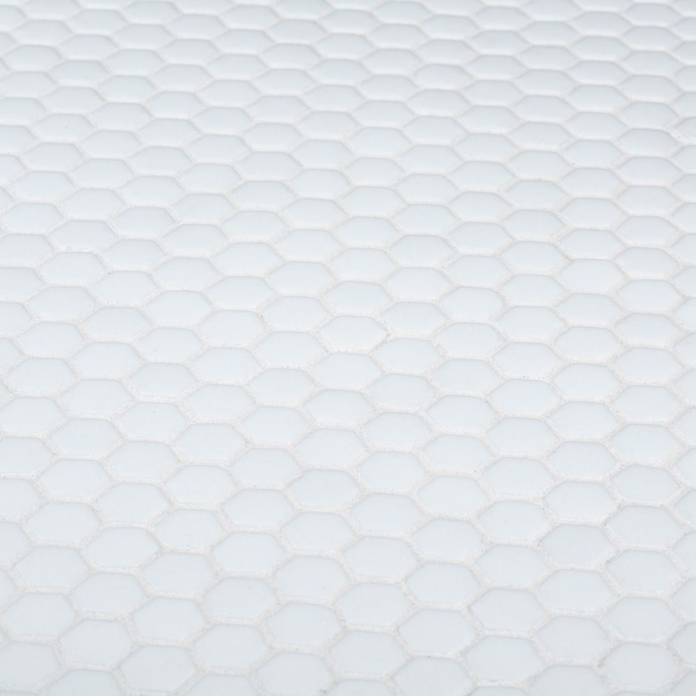 5/8" Hexagon Mosaic 12" x 12.25" White Straight Shot
