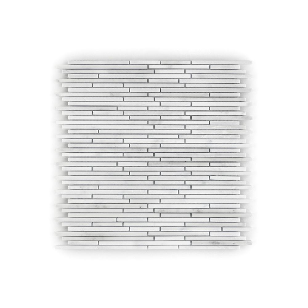 Mini Sticks Mosaic 11.25" x 12" Classic Statuario Straight Shot