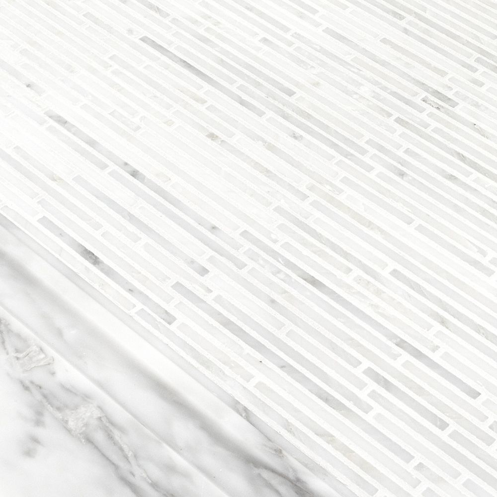 Mini Sticks Mosaic 11.25" x 12" Classic Statuario Straight Shot