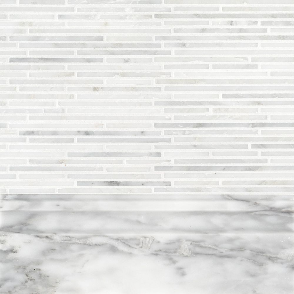 Mini Sticks Mosaic 11.25" x 12" Classic Statuario Straight Shot
