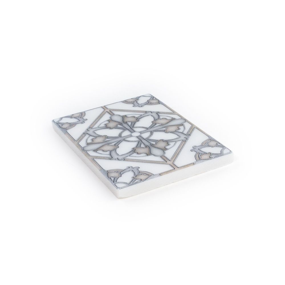 Floral Imprint Field Tile 4" x 6" 4" x 6" Classic Statuario Straight Shot