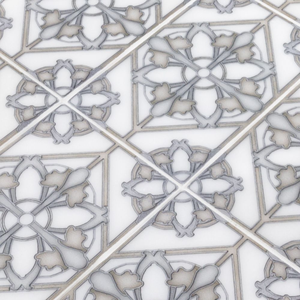 Floral Imprint Field Tile 4" x 6" 4" x 6" Classic Statuario Straight Shot