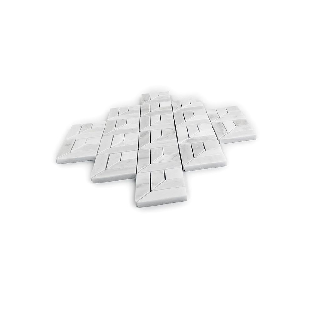 Waterfall Mosaic 11.25" x 11.25" Classic Statuario Straight Shot