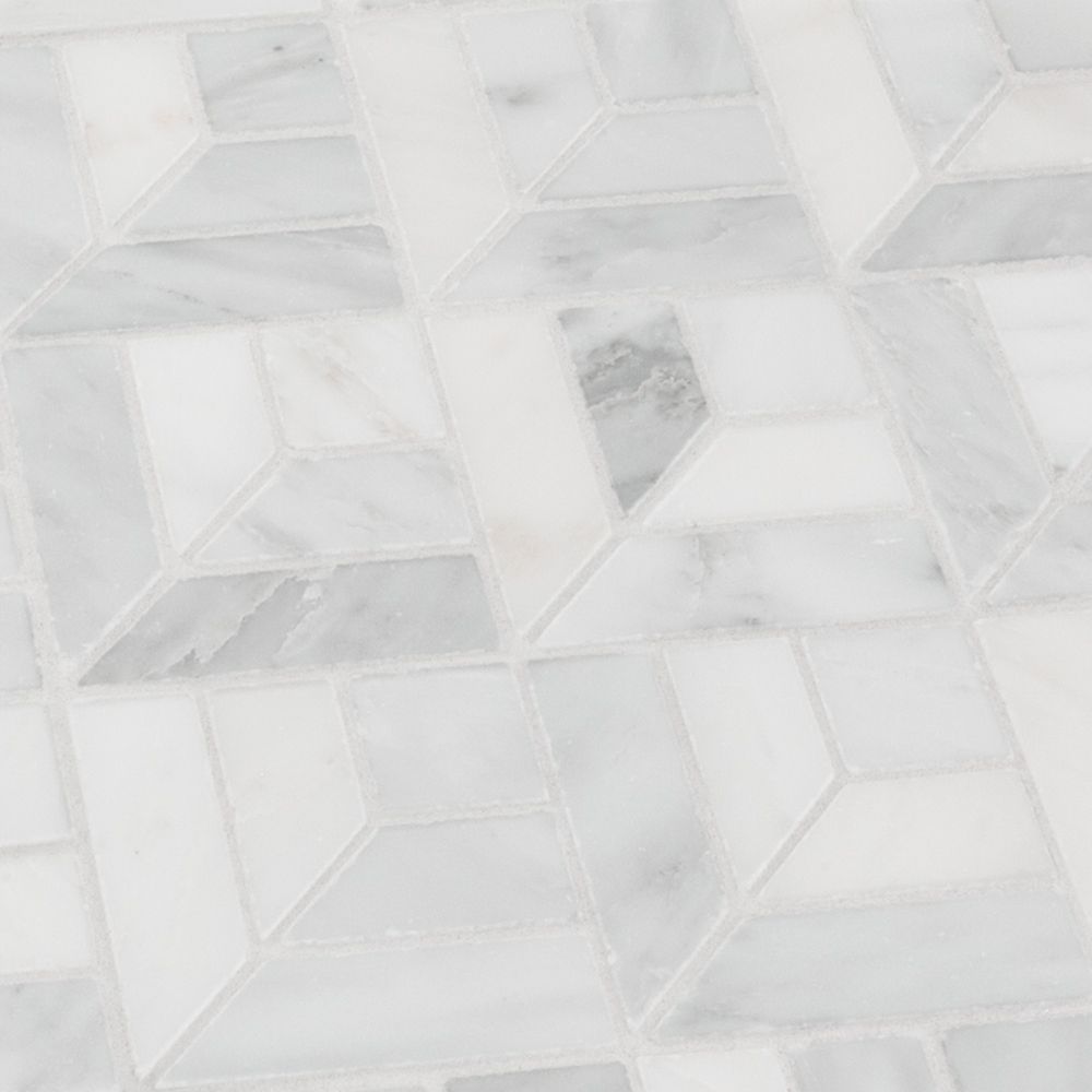 Waterfall Mosaic 11.25" x 11.25" Classic Statuario Straight Shot