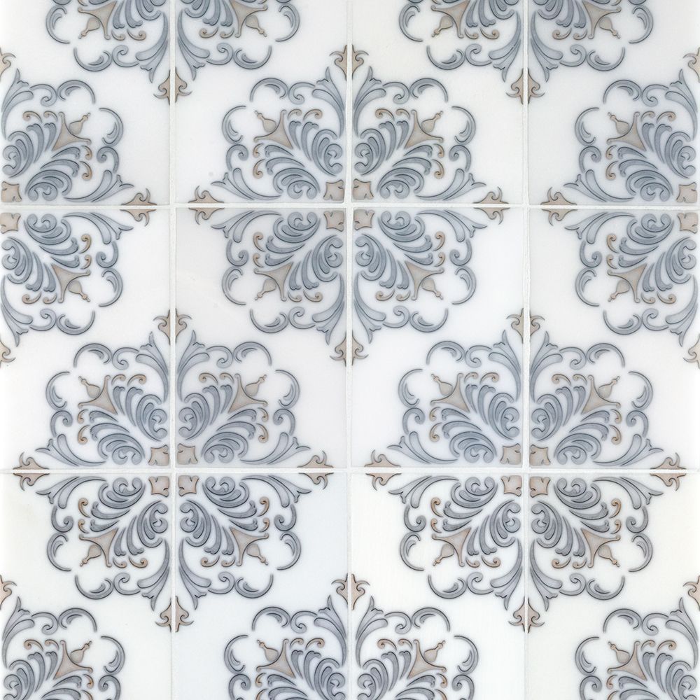 Botanic Imprint Field Tile 4" x 6" 4" x 6" Classic Statuario Straight Shot