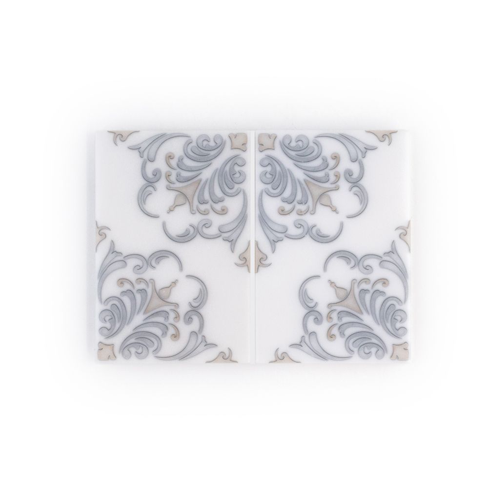Botanic Imprint Field Tile 4" x 6" 4" x 6" Classic Statuario Straight Shot