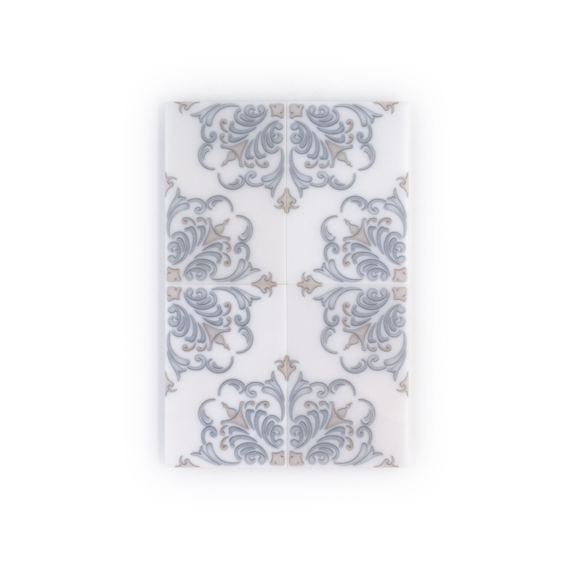 Botanic Imprint Field Tile 4" x 6" 4" x 6" Classic Statuario Straight Shot