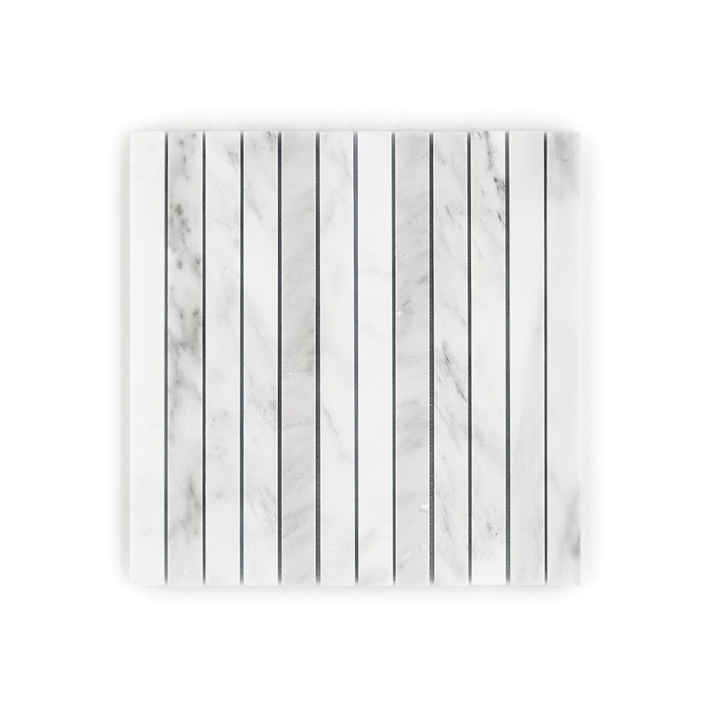 Proper Pillar Mosaic 11.625" x 11.75" Classic Statuario Straight Shot