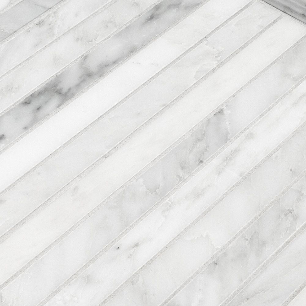 Proper Pillar Mosaic 11.625" x 11.75" Classic Statuario Straight Shot