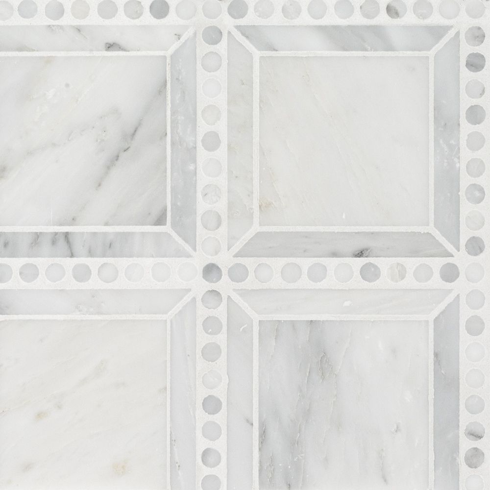 Pointe Square Mosaic 11.625" x 11.625" Classic Statuario Straight Shot