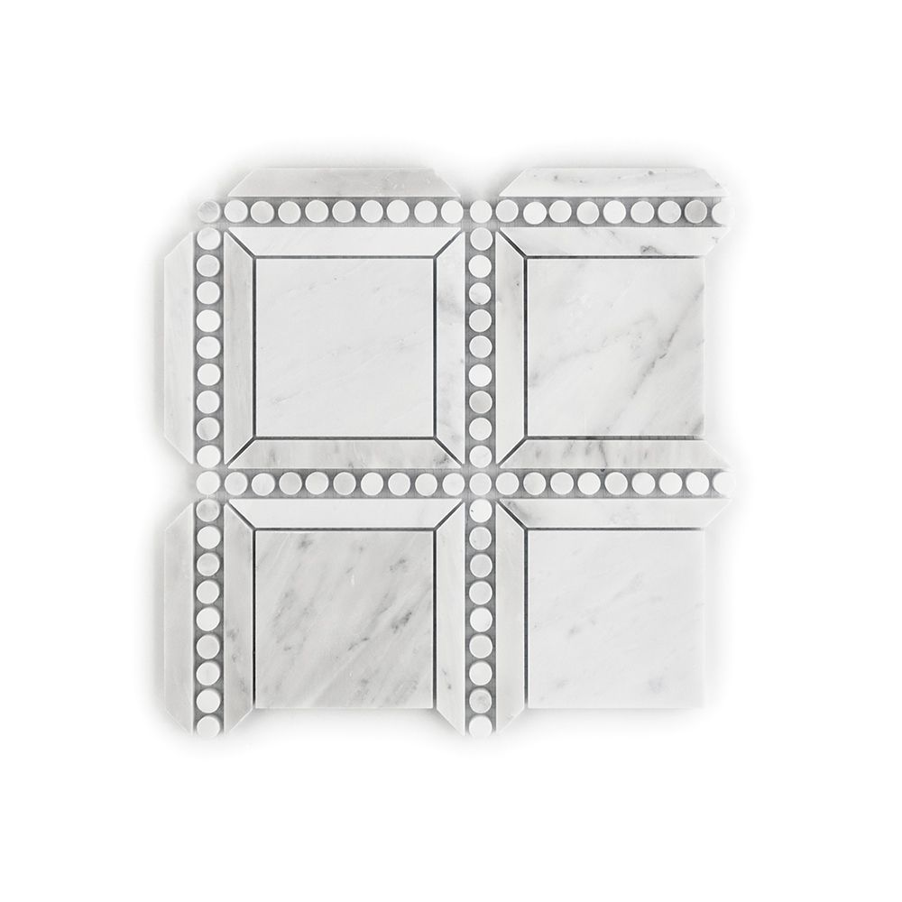 Pointe Square Mosaic 11.625" x 11.625" Classic Statuario Straight Shot