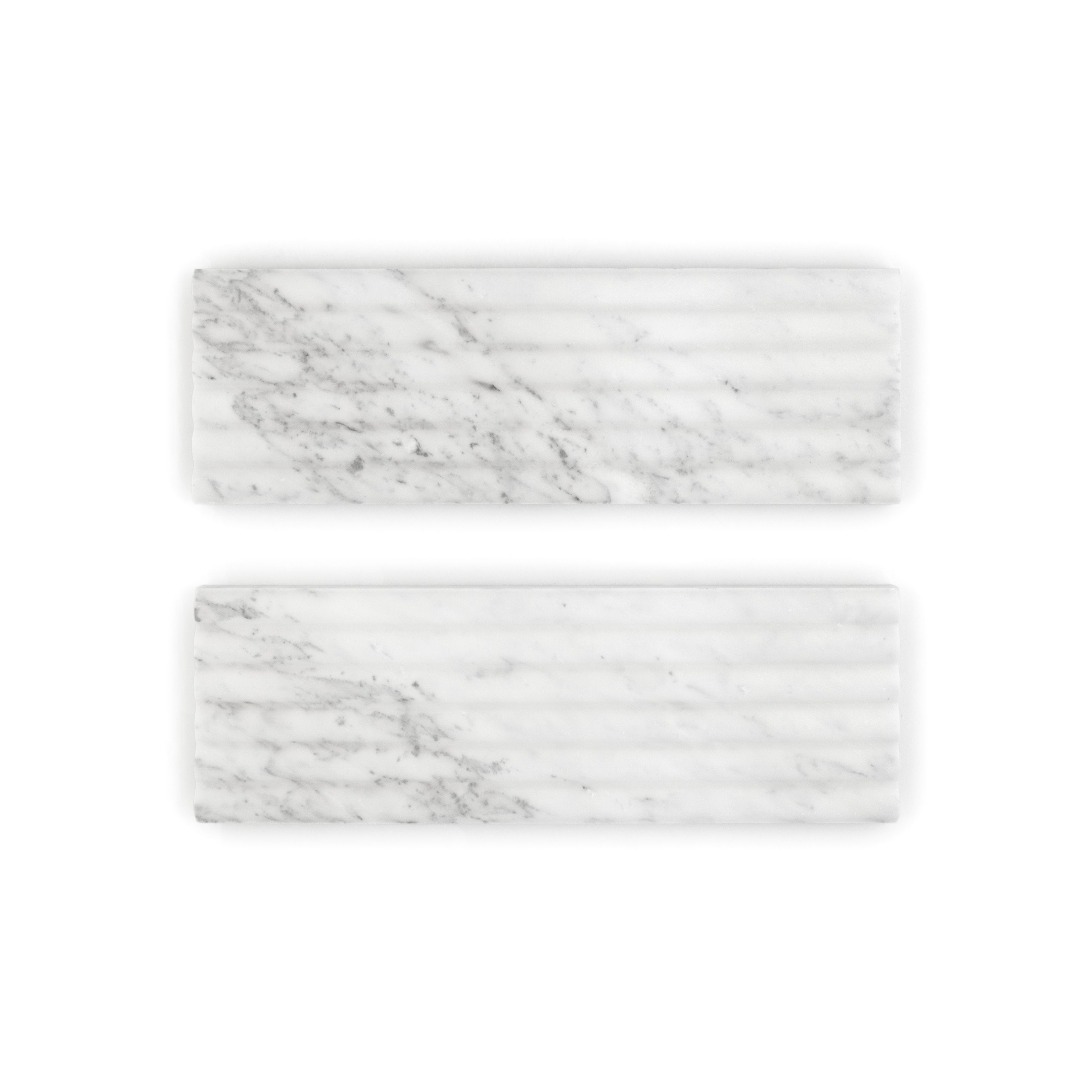 Fluted Field Tile 6" x 18" 6" x 18" Classic Statuario Straight Shot