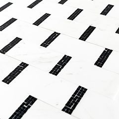 Subway Mosaic 8.625" x 9" Brooklyn Marquina Straight Shot