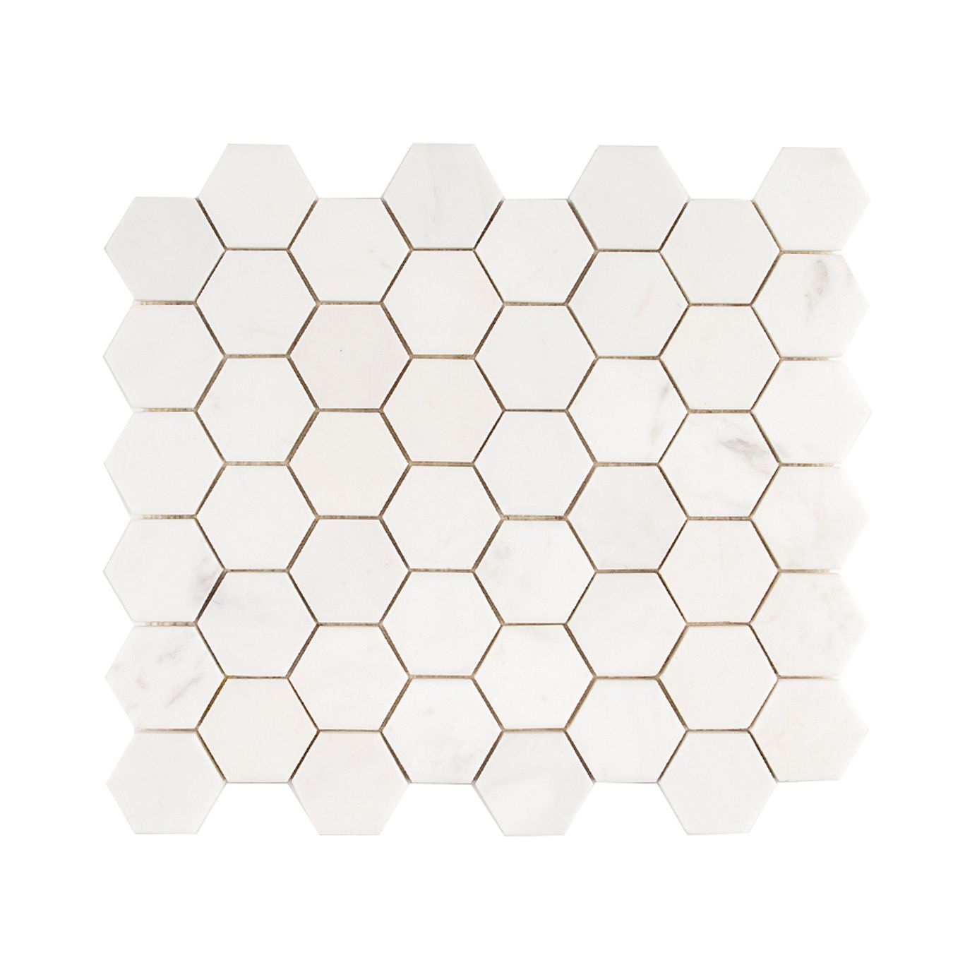 2" Hexagon Mosaic 11.25" x 13.125" Wall Street White Straight Shot