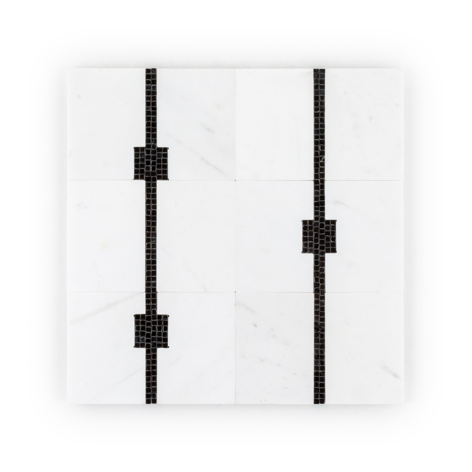 Times Square Mosaic 11.75" x 11.75" Brooklyn Marquina Straight Shot