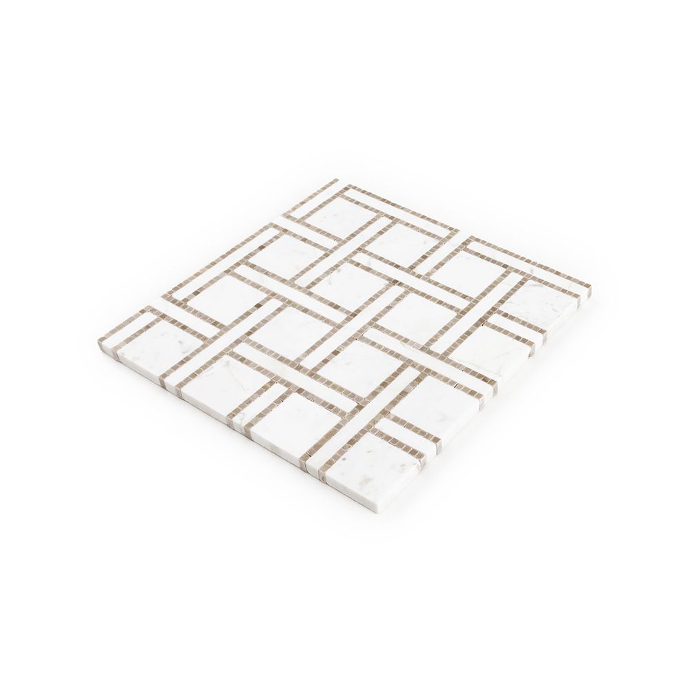 Terrace On The Park Mosaic 9.5" x 9.5" Empire Beige Straight Shot