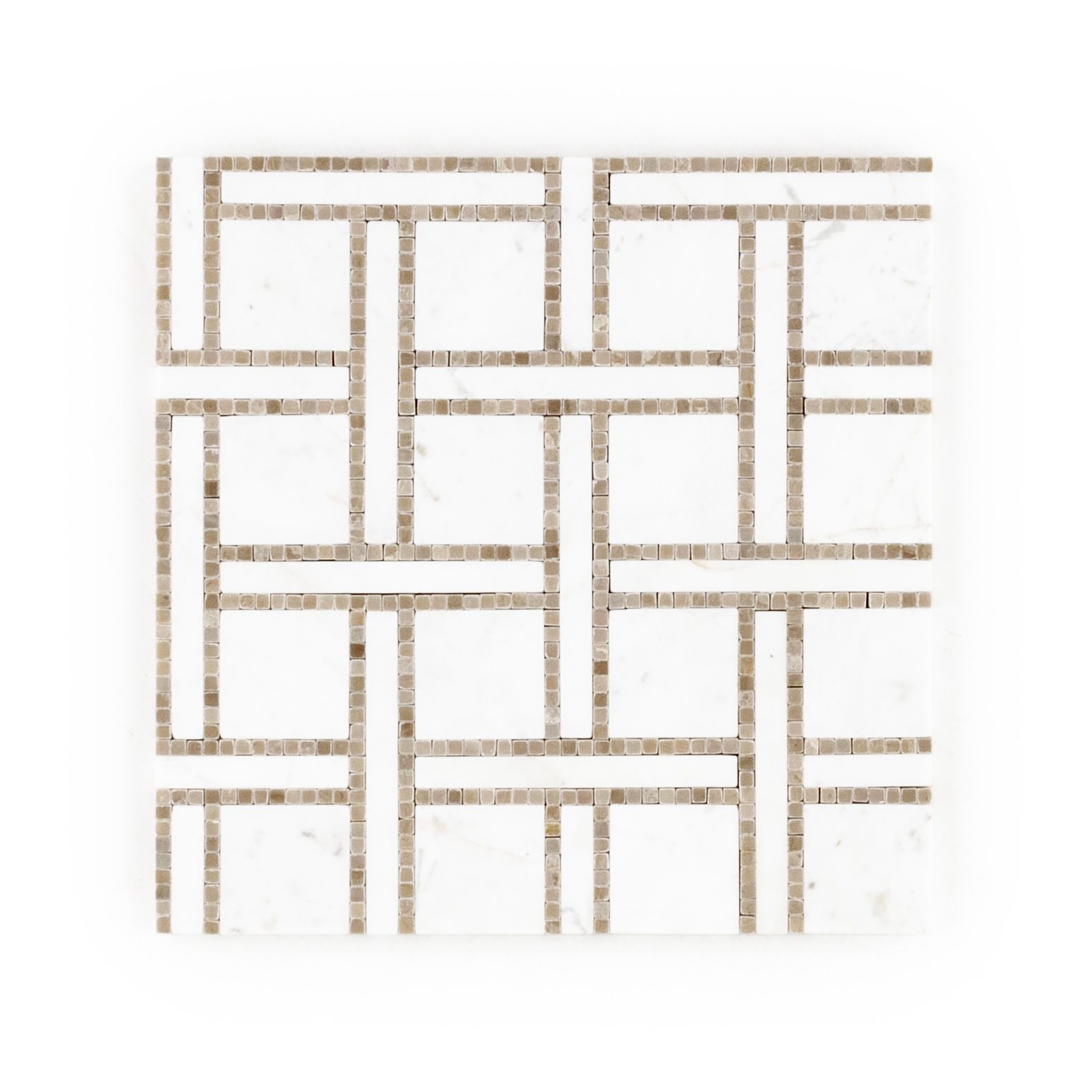 Terrace On The Park Mosaic 9.5" x 9.5" Empire Beige Straight Shot