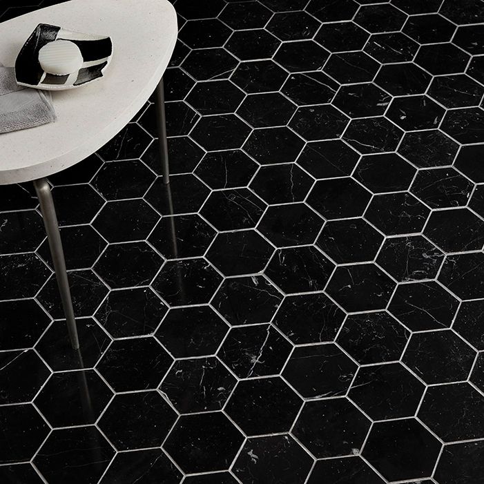 Hexagon Field Tile 5.125" x 6" 5.125" x 6" Nero Marquina Straight Shot