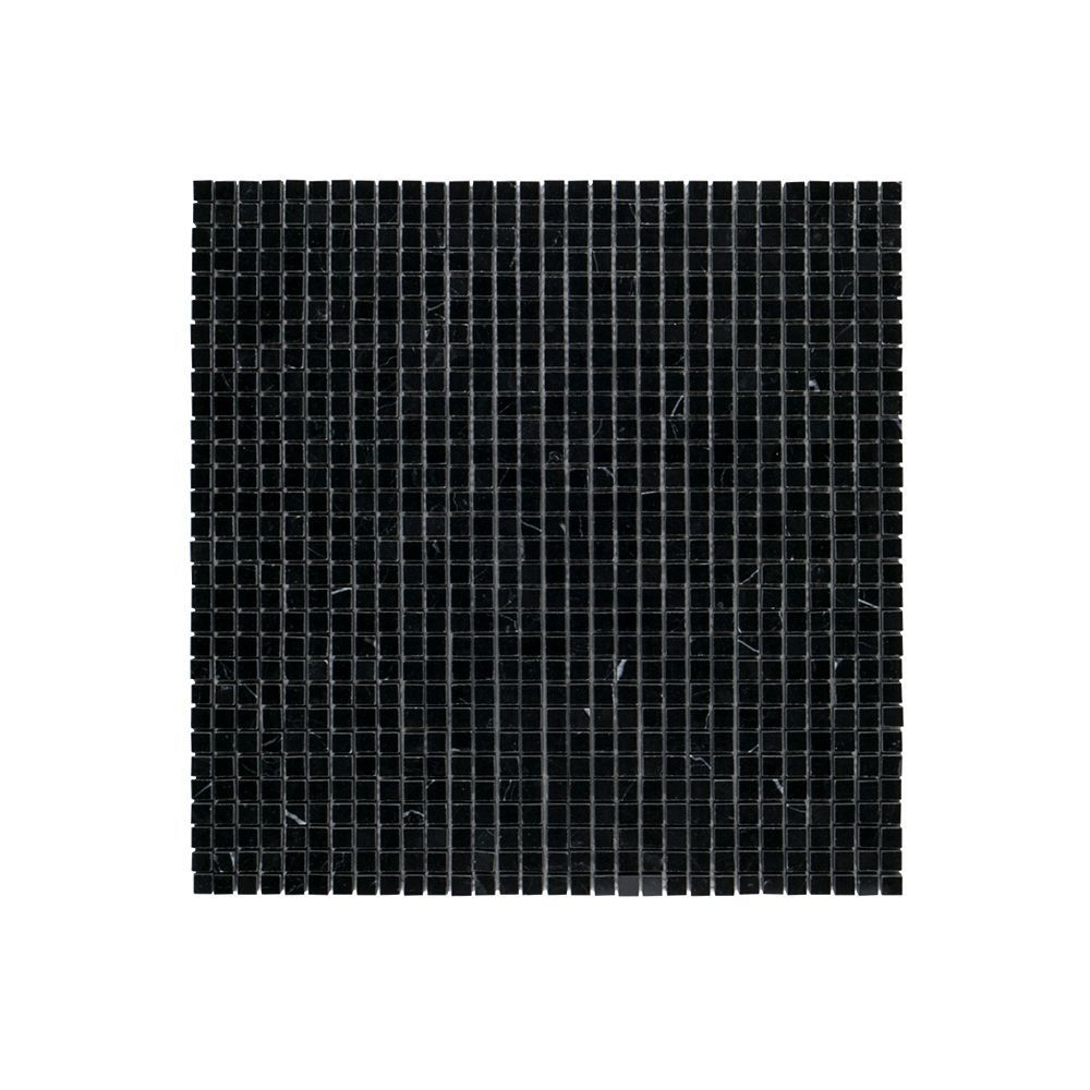 3/8" Composition Mosaic 12.625" x 12.625" Nero Marquina Straight Shot