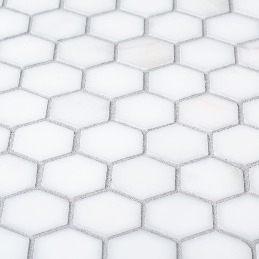 1" Hexagon Mosaic 10.5" x 11" Dolomite Straight Shot