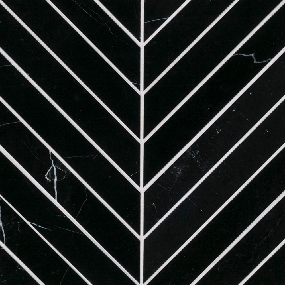 Chevron Mosaic 10.5" x 14.25" Nero Marquina Straight Shot