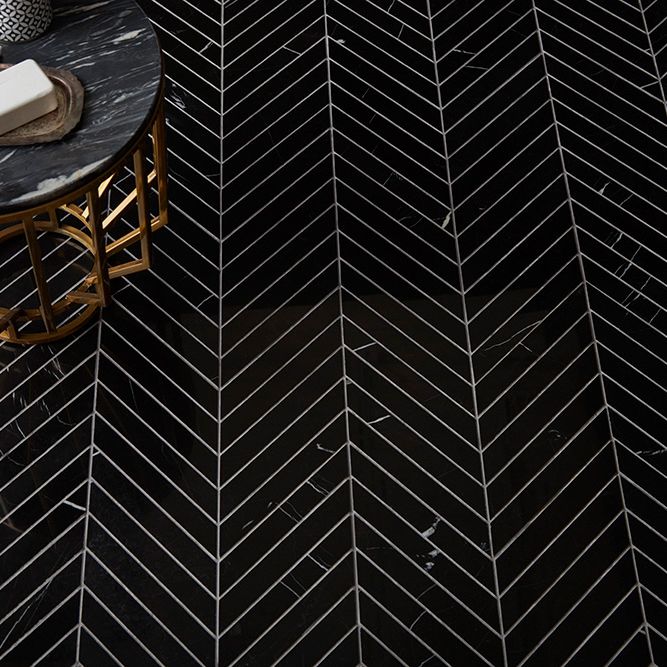 Chevron Mosaic 10.5" x 14.25" Nero Marquina Straight Shot